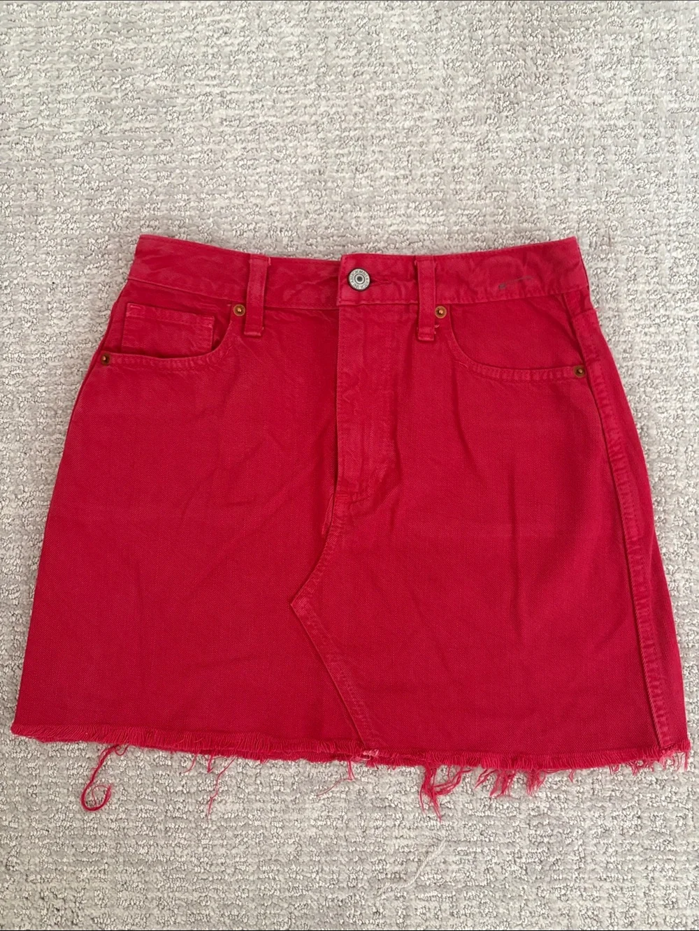 Abercrombie & Fitch Bright Red Denim Mini Skirt